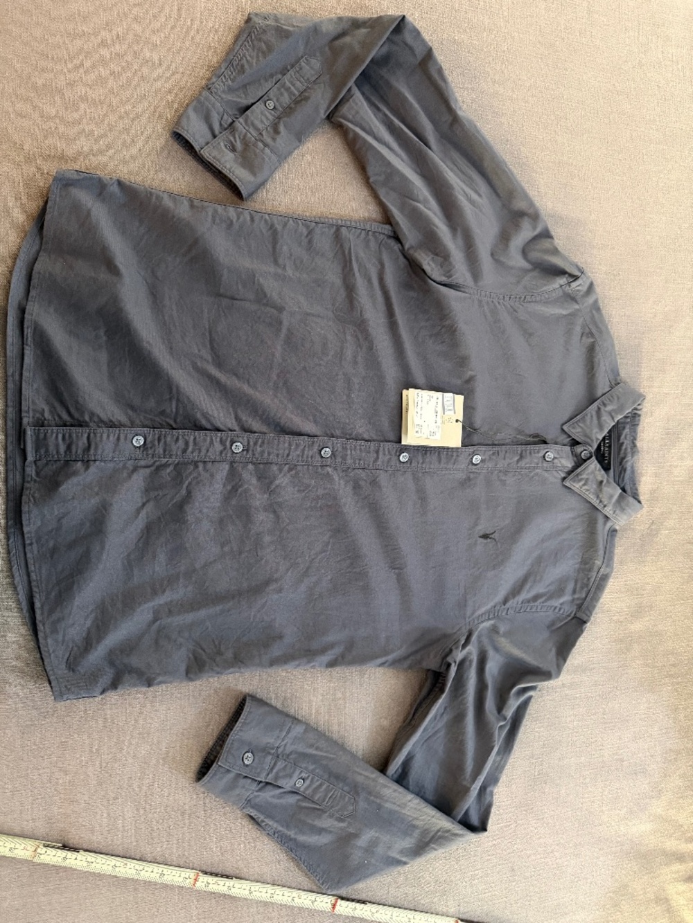 AllSaints Azur LS Shirt Men’s Medium Aster Blue Organic Cotton NWT